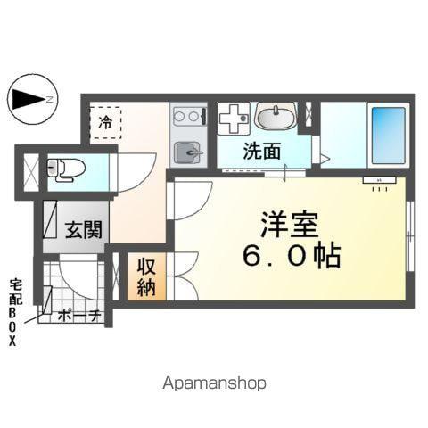 エミフル妙音(1K/1階)の間取り写真