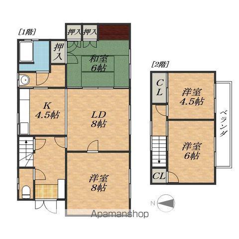 根室本線 帯広駅 バス乗車時間：23分 西１８条２丁目バス停で下車 徒歩4分 2階建 築54年(4LDK)の間取り写真
