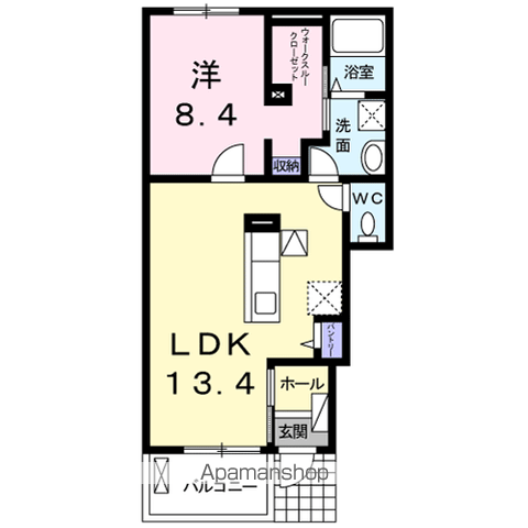 ジェントリー A(1LDK/1階)の間取り写真