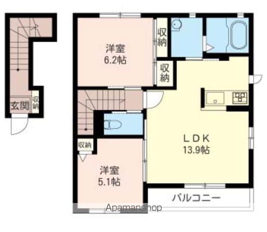 パティオソレアードC棟(2LDK/2階)の間取り写真