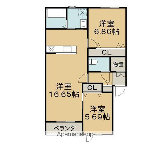 スピカⅡ(2LDK/3階)の間取り写真