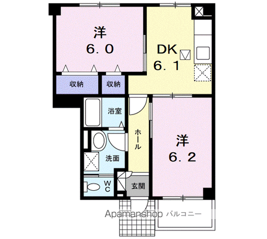 キャッスルMM(2DK/1階)の間取り写真