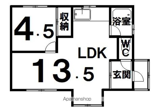 根室本線 帯広駅 バス乗車時間：34分 幕別十字町バス停で下車 徒歩12分 1階建 築73年(1LDK)の間取り写真