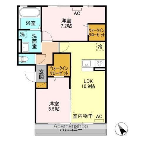 両毛線 佐野駅 徒歩21分 3階建 築7年(2LDK/3階)の間取り写真