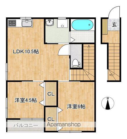 ひなたアパート(2LDK/2階)の間取り写真