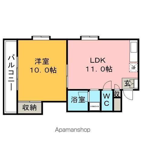 シャロム国分(1DK/2階)の間取り写真