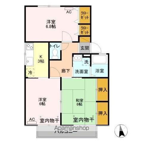 ヴェルジェⅠ(3K/2階)の間取り写真