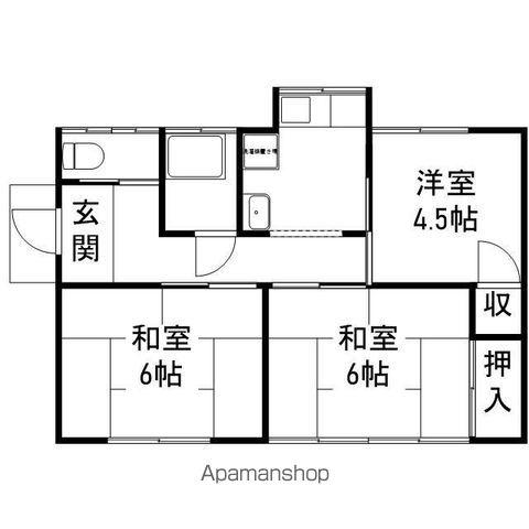 長野県長野市 1階建 築52年(3K)の間取り写真