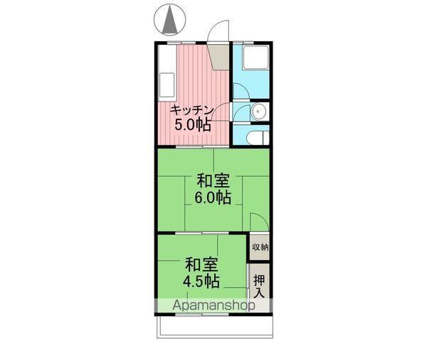 コーポ滝(2K/4階)の間取り写真