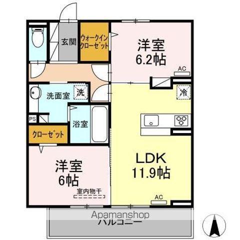 プログレス(2LDK/3階)の間取り写真