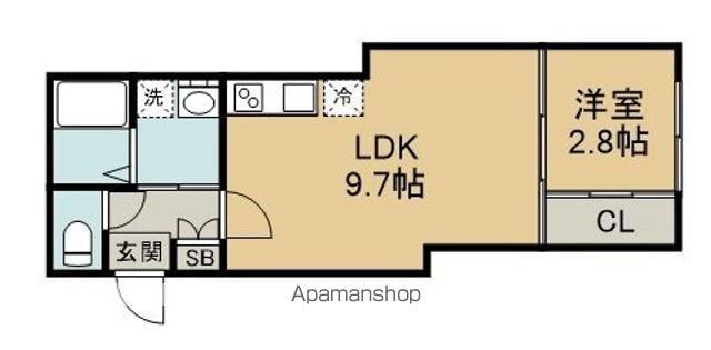 ウェルスビスタ連坊(1LDK/3階)の間取り写真