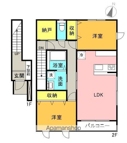 津森町アパートA(2SLDK/2階)の間取り写真