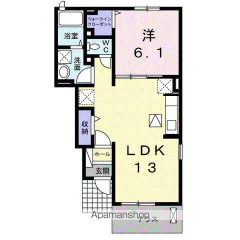セレッソ・アンジュⅠ(1LDK/1階)の間取り写真