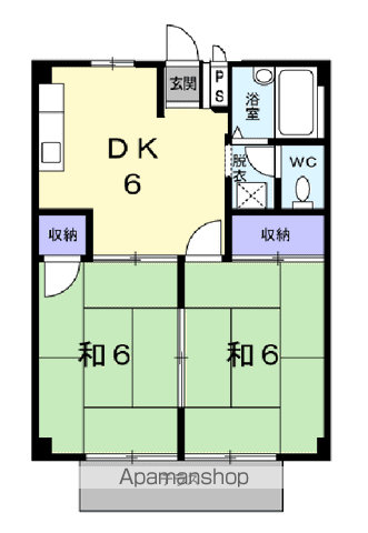 シティハイツ佐藤B(2DK/1階)の間取り写真