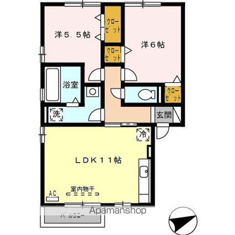 ルミエール生野屋(2LDK/2階)の間取り写真