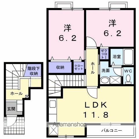 メゾンあゆみA(2LDK/2階)の間取り写真