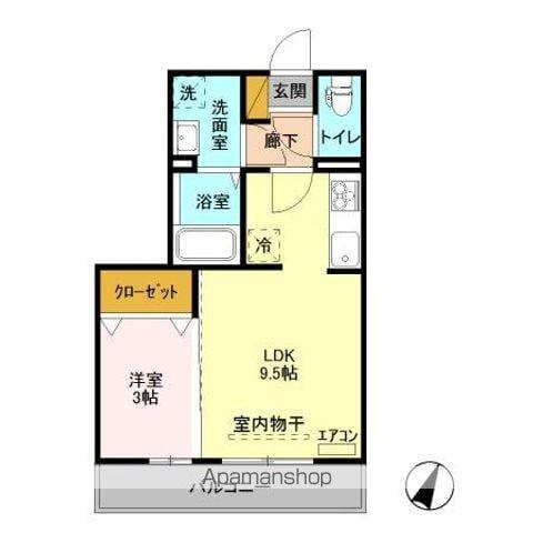 ゼピュロスみどりのG棟(1LDK/3階)の間取り写真