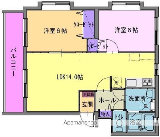 北上線 柳原駅(岩手) バス乗車時間：12分 蒲谷地バス停で下車 徒歩17分 3階建 築23年(2LDK/1階)の間取り写真