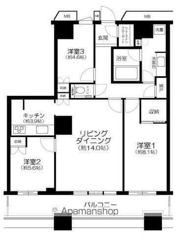 芝浦アイランド グローヴタワー(3LDK/26階)の間取り写真