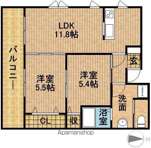 フォレスト住吉A(2LDK/1階)の間取り写真