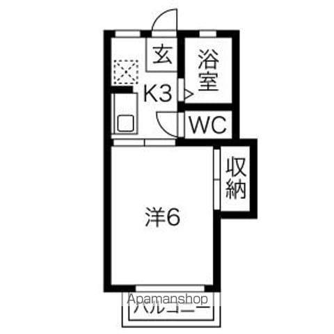 アーバン折立 北棟(1K/1階)の間取り写真