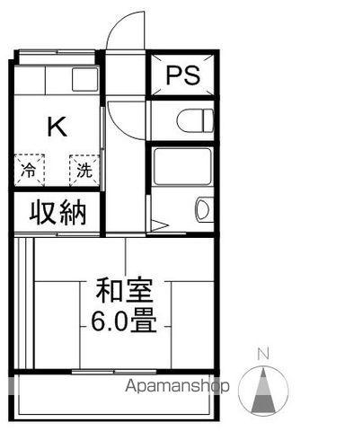 サンハイツ若里(1K/1階)の間取り写真