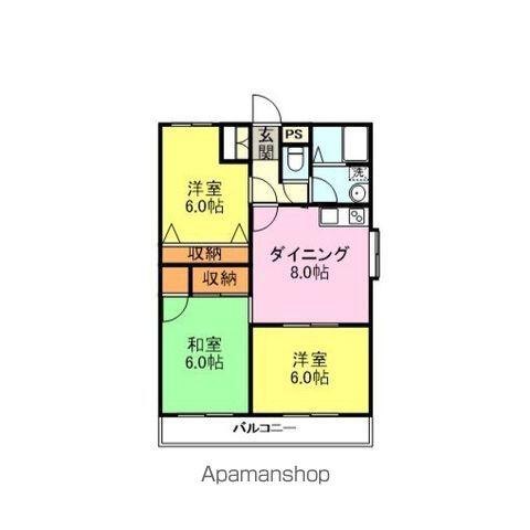 コーポラス・ベアフルートB(3DK/2階)の間取り写真
