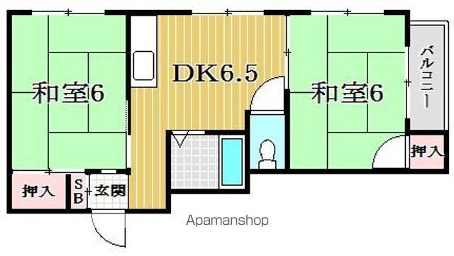マンション忍(2DK/2階)の間取り写真