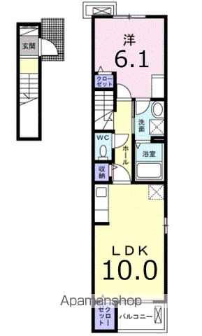 オラ長田町A(1LDK/2階)の間取り写真