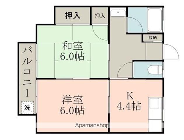 ベルツリーハイツ(2K/2階)の間取り写真