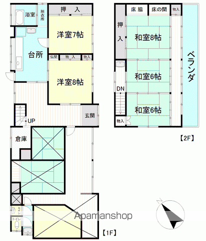 常磐線 泉駅(ＪＲ) バス乗車時間：33分 江名バス停で下車 徒歩5分 2階建 築48年(5DK)の間取り写真
