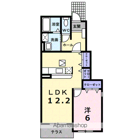 サンソーレB(1LDK/1階)の間取り写真