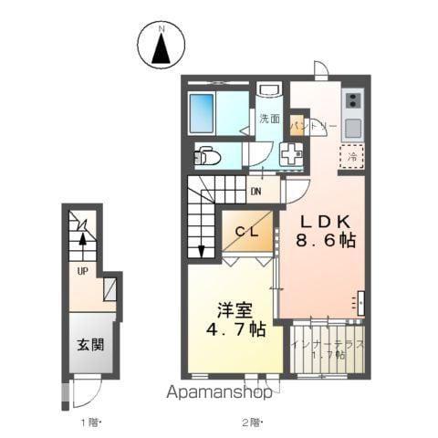 グレイス針原(1LDK/2階)の間取り写真