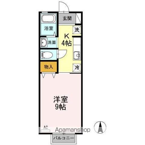 シャインポート屋島E・F棟(1K/2階)の間取り写真