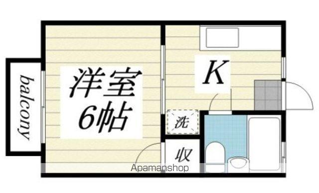 フローラル花霞(1K/2階)の間取り写真