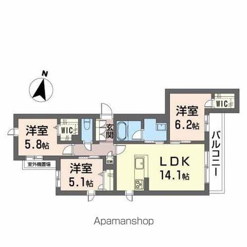 SHAMAISON 堺三国ヶ丘(3LDK/3階)の間取り写真