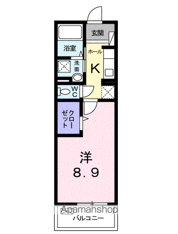和歌山線 岩出駅 バス乗車時間：20分 中黒団地バス停で下車 徒歩2分 3階建 築15年(1K/3階)の間取り写真