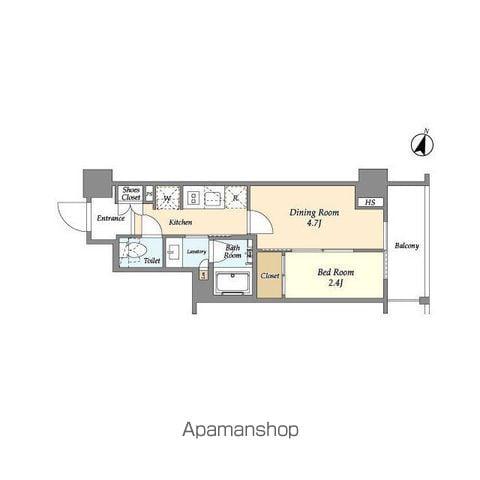 ジオエント山吹神楽坂(1DK/1階)の間取り写真
