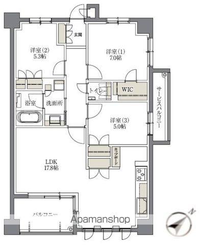 アヴァンセテラス瑞穂日向町(3LDK/3階)の間取り写真