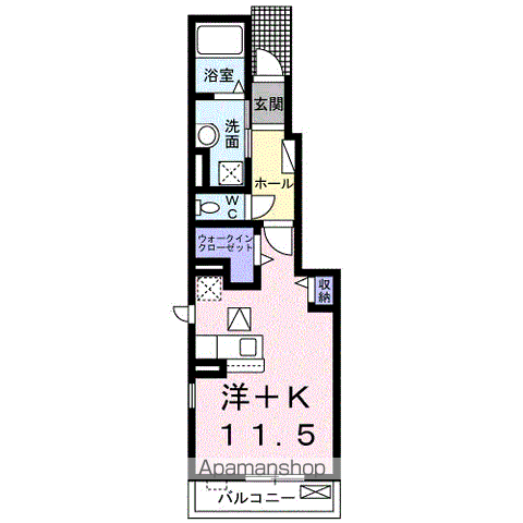 エレガント キャッスルⅢ(ワンルーム/1階)の間取り写真