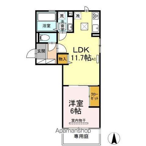 グランフォレMⅡ(1LDK/1階)の間取り写真