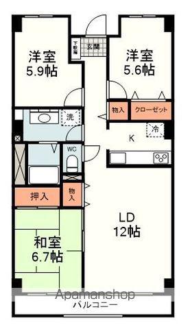 ル・ボア平喜(3LDK/1階)の間取り写真