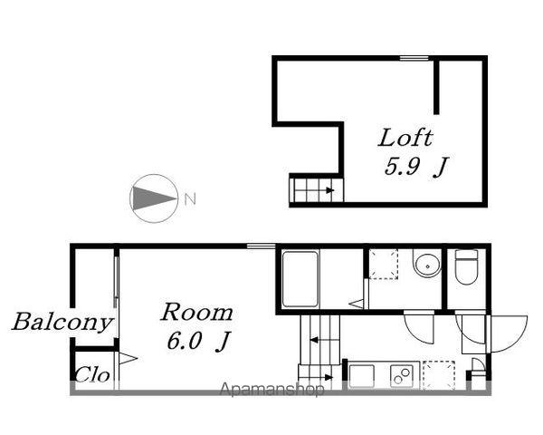 ラピスラズリ(1K/1階)の間取り写真