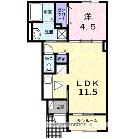 メゾン・アリエッタ(1LDK/1階)の間取り写真