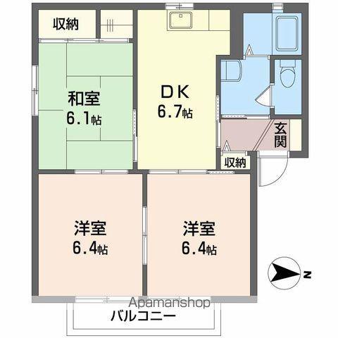 フォーレスODA A棟(3DK/1階)の間取り写真