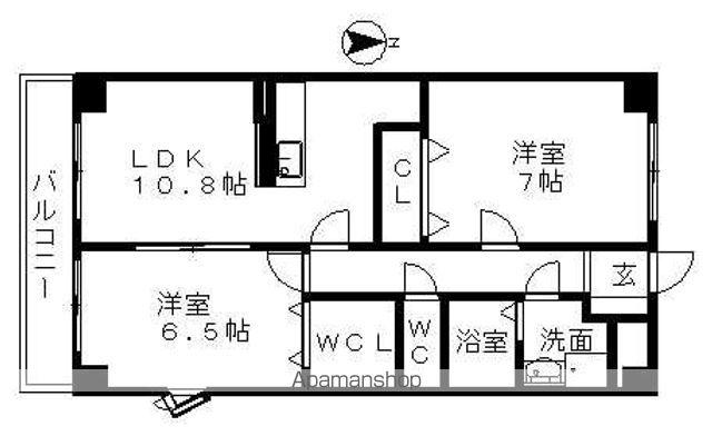 ベル・アンジュ(2LDK/6階)の間取り写真