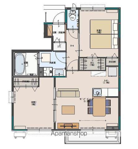 ボナールAB(2LDK/1階)の間取り写真