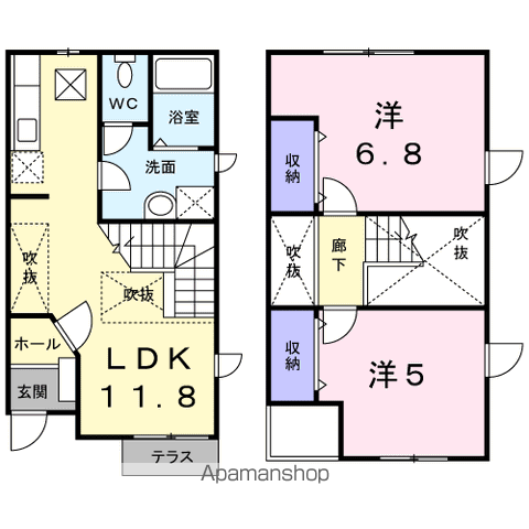 PARTERREⅡ(2LDK/1階)の間取り写真