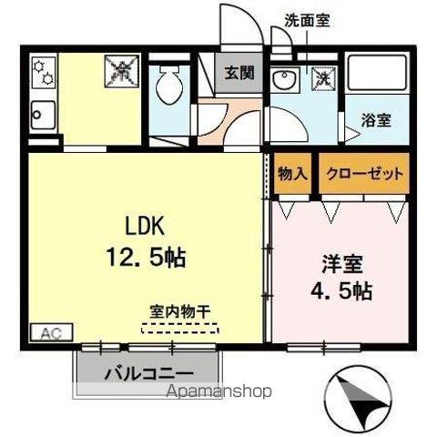 グランモア高宮(1LDK/2階)の間取り写真