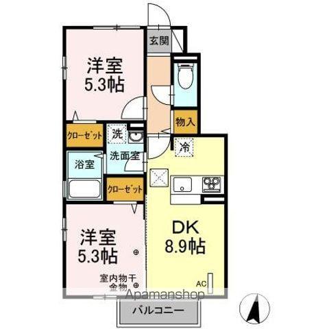 ガーデンサワーダ(2DK/1階)の間取り写真